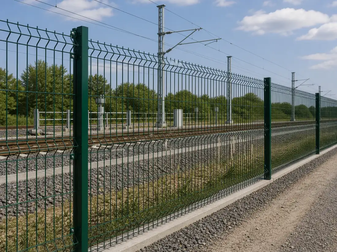 Welded mesh along railway infrastructure