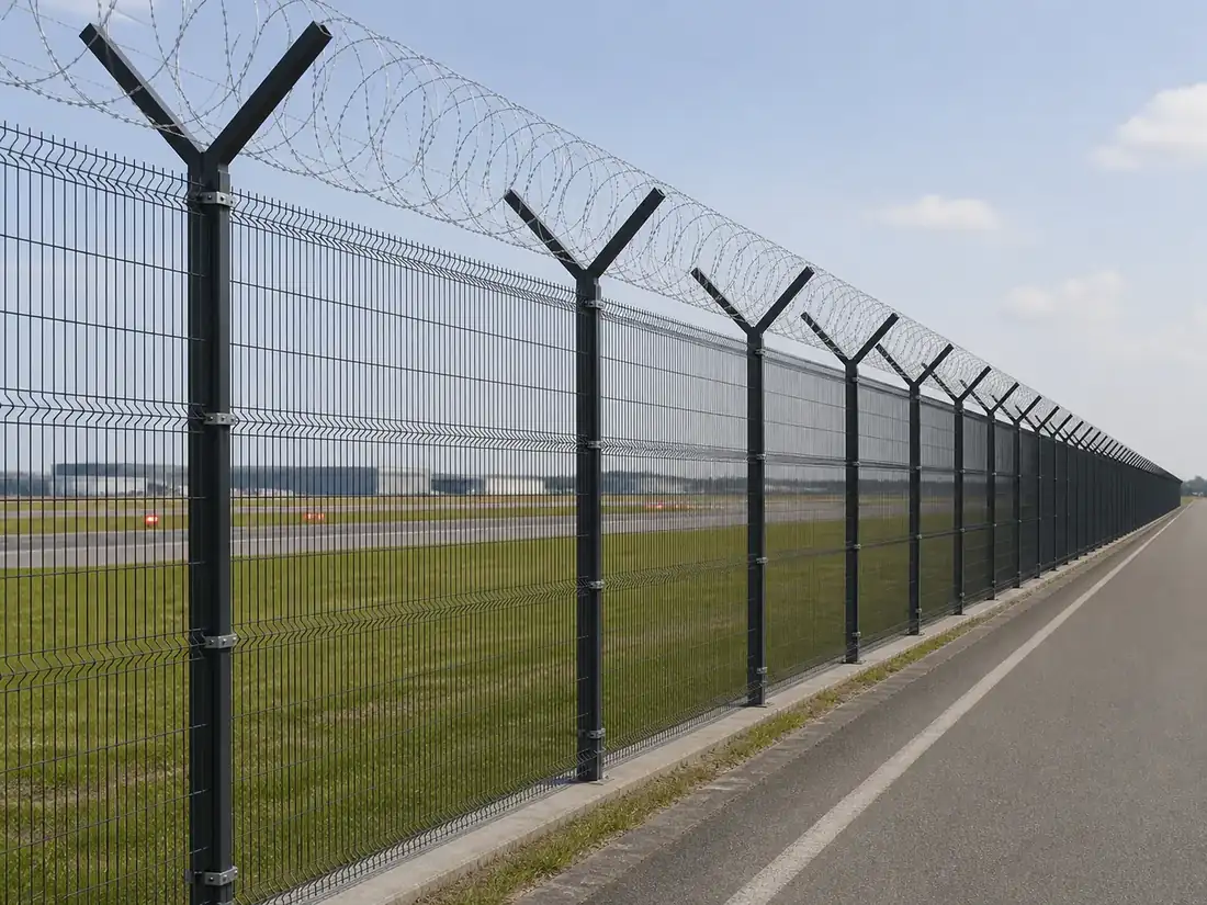 Airport Perimeter Security Fence installed in a suitable perimeter application
