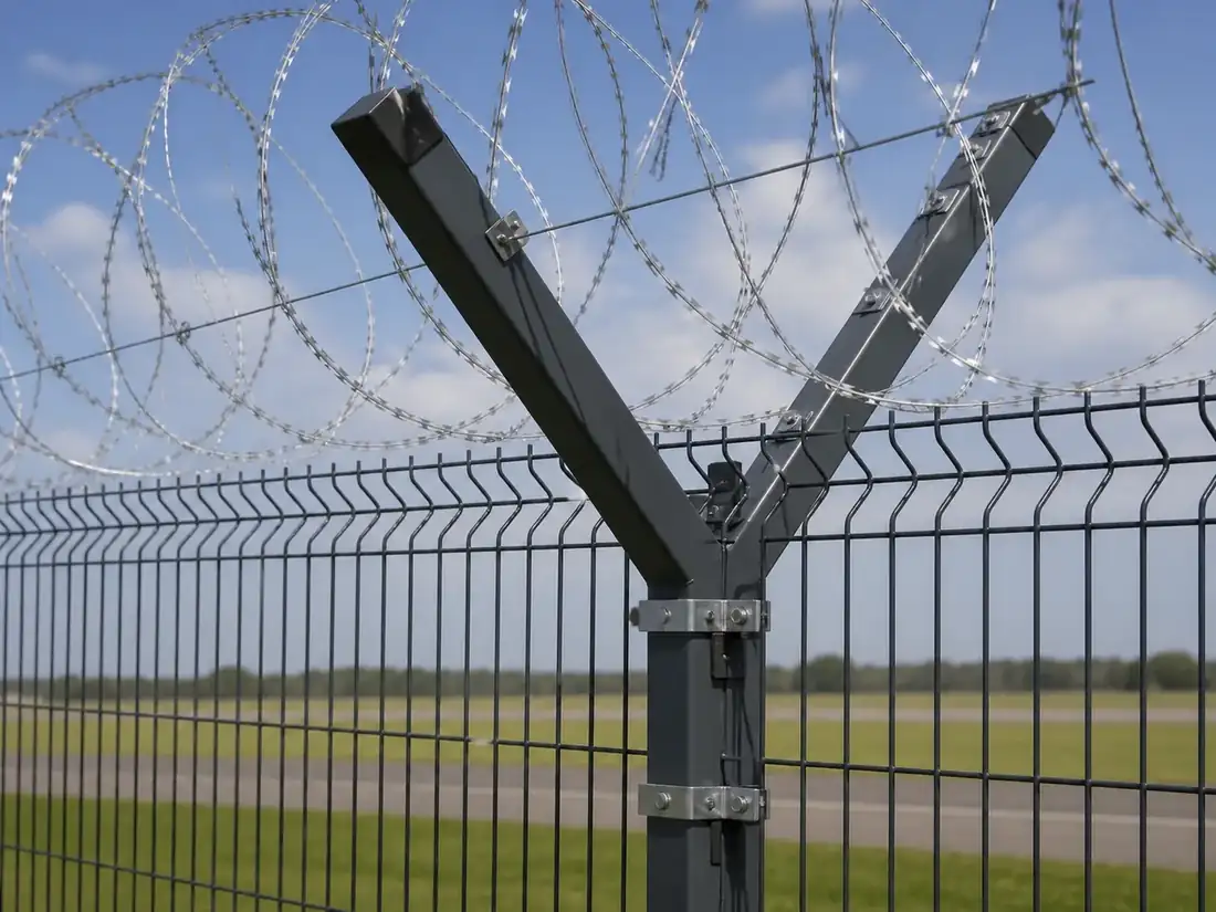 Airport Perimeter Security Fence construction and connection detail