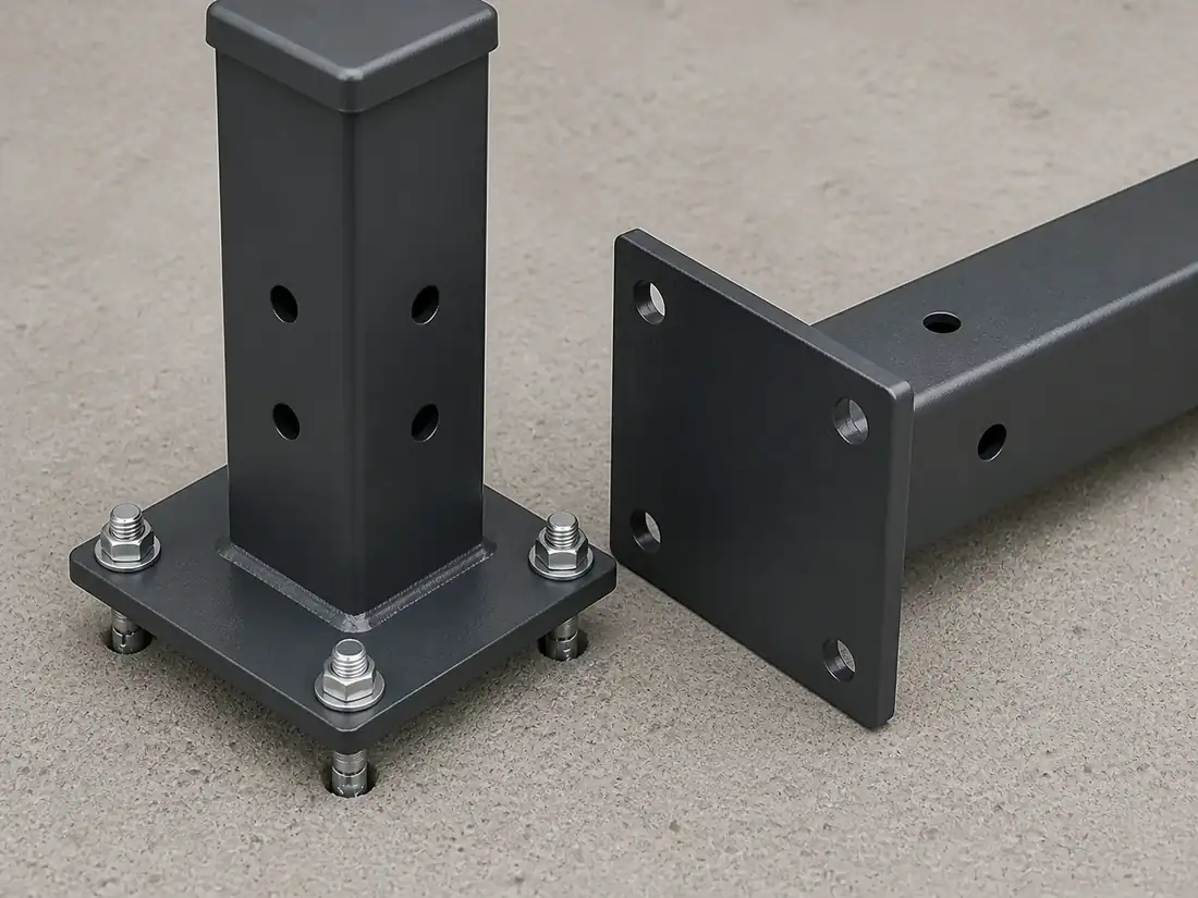 Base-Plated Fence Posts construction and connection detail