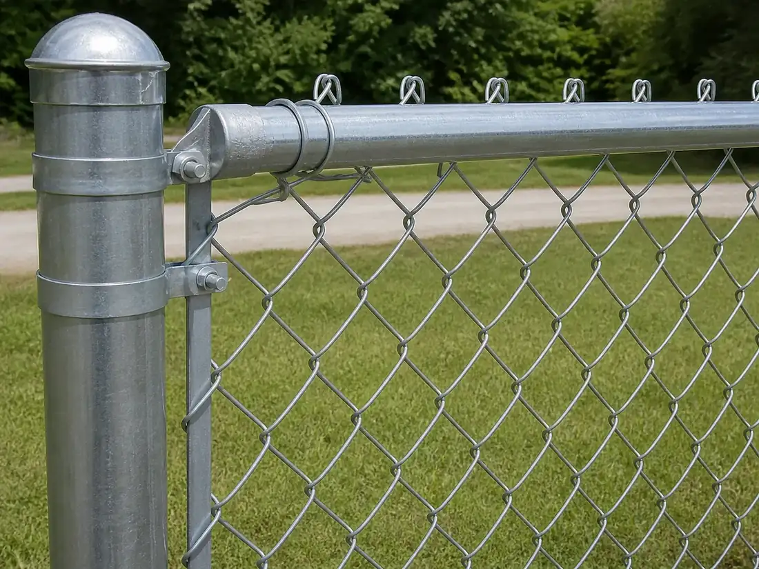 Galvanized or PVC-Coated Chain Link Fence construction and connection detail