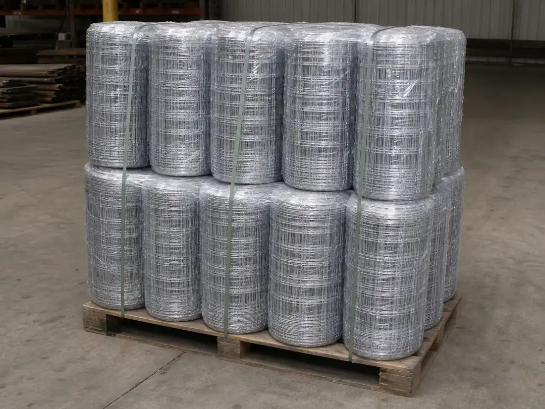 Hinge-Joint Farm Field Fence components prepared with export packing protection