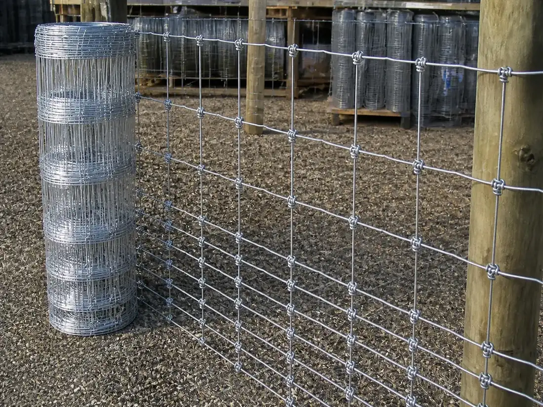 Hinge-Joint Farm Field Fence construction and connection detail