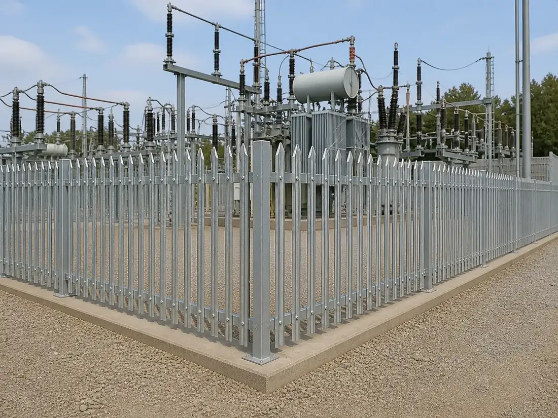 Steel Palisade Fencing System installed in a suitable perimeter application