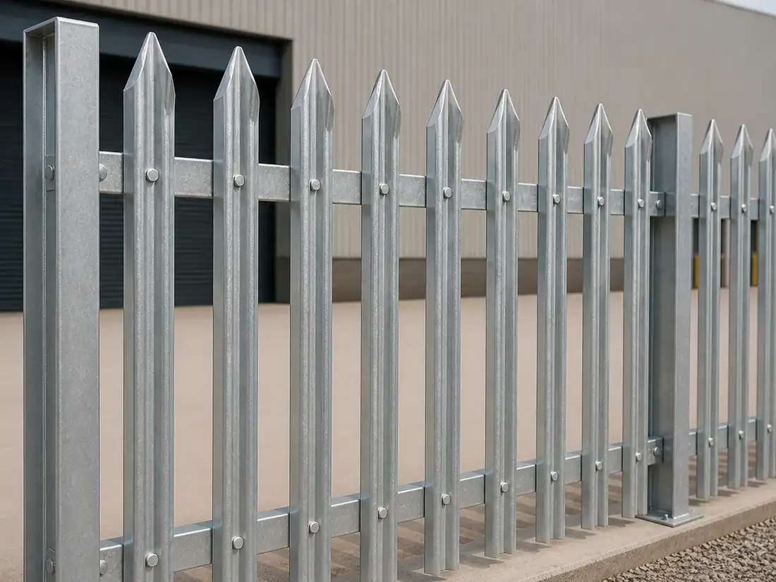 Steel Palisade Fencing System construction and connection detail